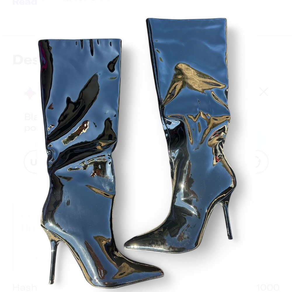 Shiny Patent Leather Black Women's Boots